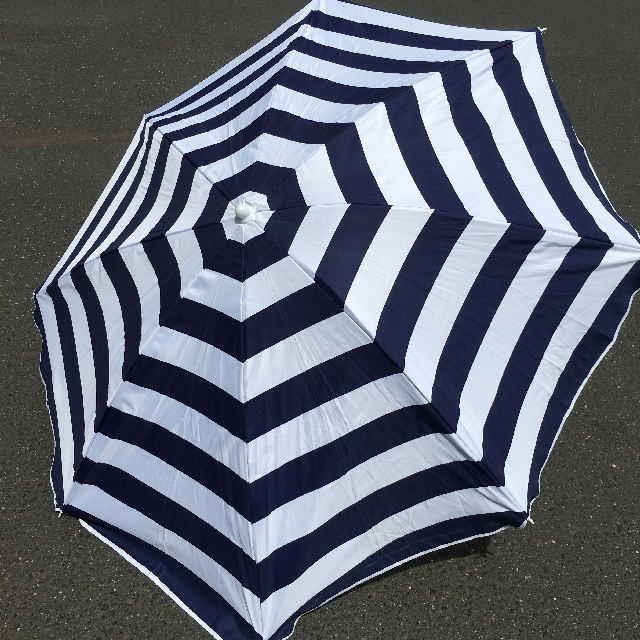 UMBRELLA, Beach - Navy & White Stripe